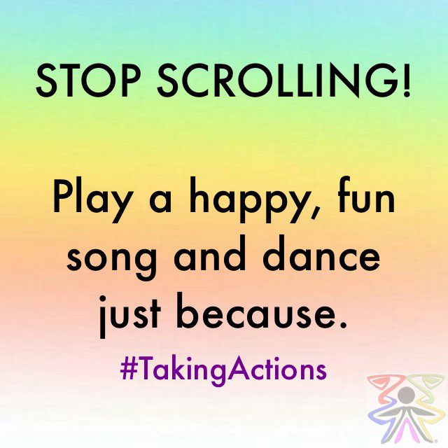 taking_actions's tweet photo. Participate in our “Stop Scrolling Challenge.” Be present, enjoy the now and share a meaningful moment with someone else. #stopscrolling #challenge #socialmedia #mindfulness #bepresent #exist #putyourphonedown #love #kindness #fun #music #justbecause #pose #TakingActions https://t.co/QgDTldtOzk