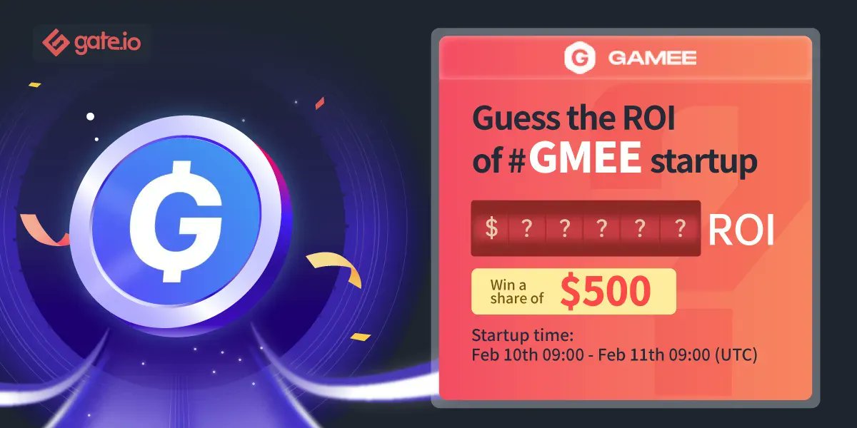 Gate's tweet photo. ❓ https://t.co/8kWqgEeplL Guess the ROI: $GMEE ❓ @GAMEEToken
 
50 lucky users will share $500 
▶️Follow ▶️Like &amp; Retweet ▶️Submit
 
Participate: https://t.co/VpPU0nvorq
 
#Gateio #Giveaway #GateioStartup https://t.co/FbtiH90fRS