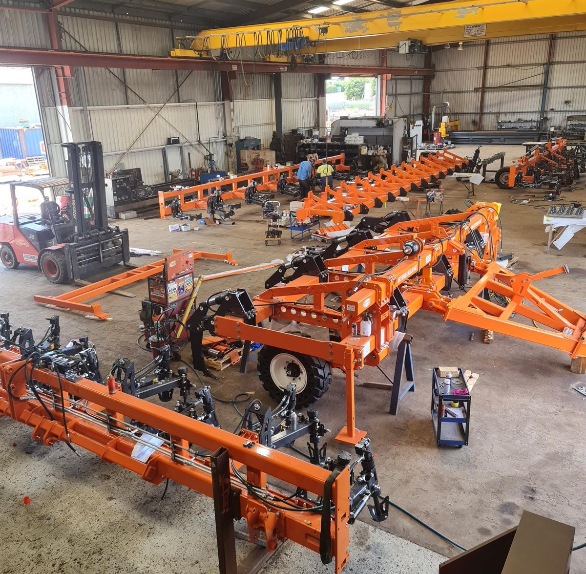 A lot of different types of machines going together today