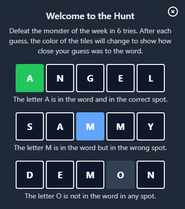 superdle's tweet image. Find a Letter in the right spot and you'll earn yourself a green square. Wrong spot? You'll get a blue.