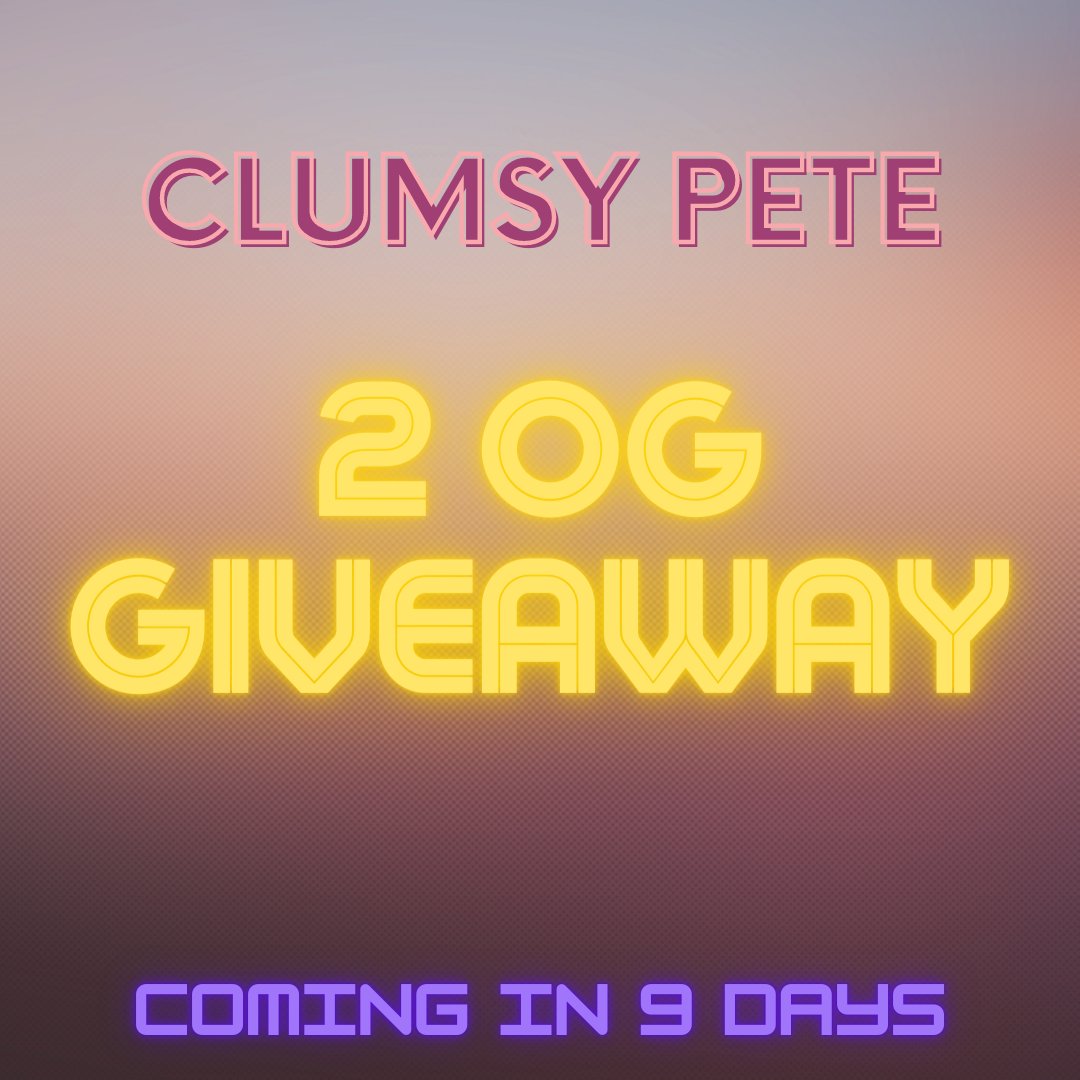 2 OG spots Giveaway to those who:

1⃣ like and rt
2⃣ follow <a href="/ClumsyPeteNFT/">Clumsy Pete</a>
3⃣ tag 3 friends 

Giveaway ends in 8 hours.
