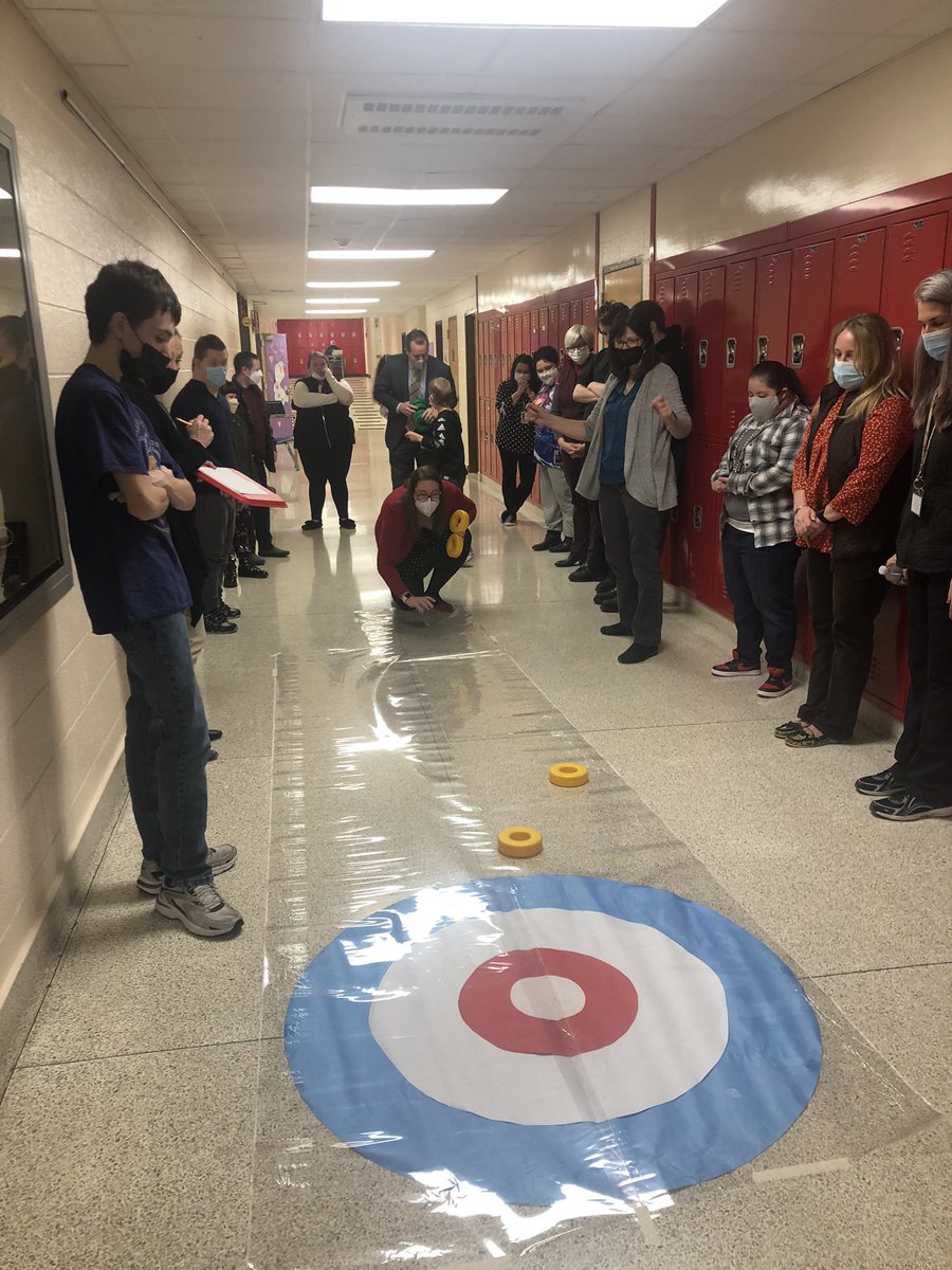 Celebrating the Winter Olympics with hallway curling! Thank you to our creative educators for planning a wonderful way for our Wildcats to work on science, math, and community engagement. <a href="/JonTallamy/">Jon Tallamy</a> <a href="/HPRwildcats/">High Point Regional High School</a> @DeodinoWildcats <a href="/HighPointSTEM/">Brian Drelick</a> <a href="/SeamusWCampbell/">Seamus Campbell</a> <a href="/usacurl/">USA Curling</a>