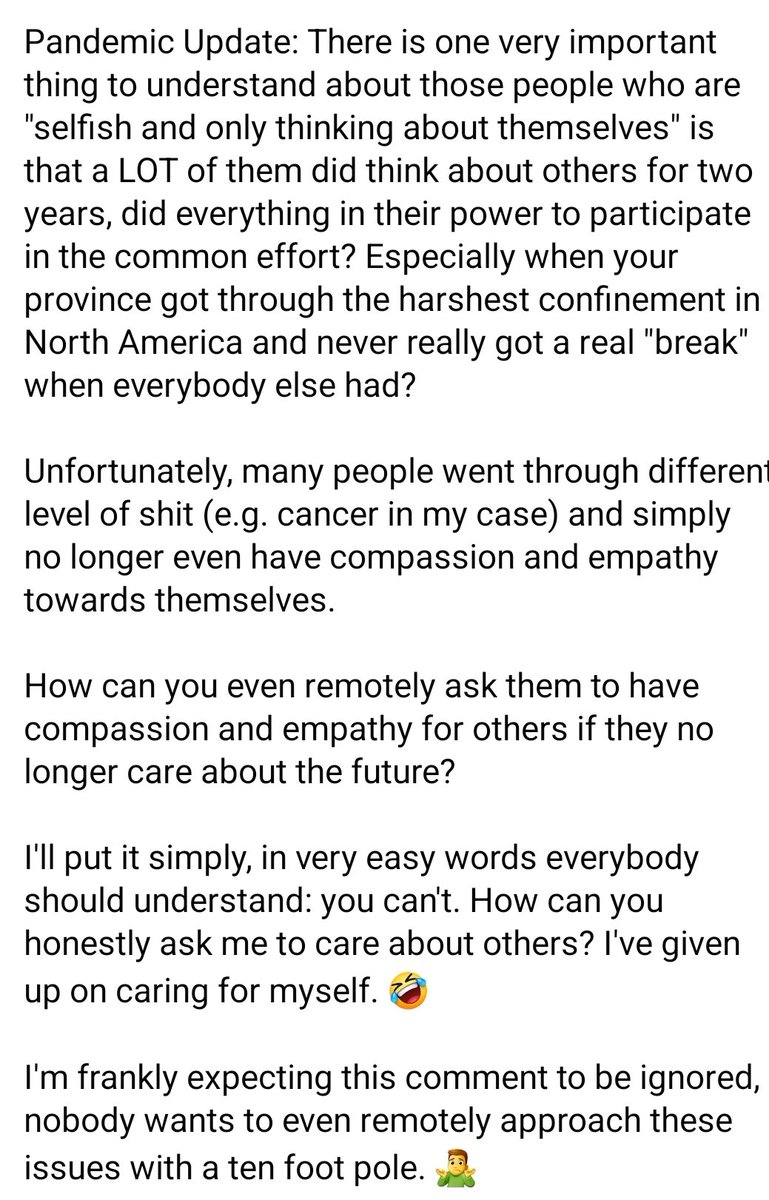 QuebecFuture's tweet photo. This is my take on the pandemic.  This won't get any traction, mental health is not important in Canada.

@JoelLightbound @francoislegault @JustinTrudeau @MaximeBernier @tvanouvelles @CBCNews @WHO https://t.co/qVxDlnmefc