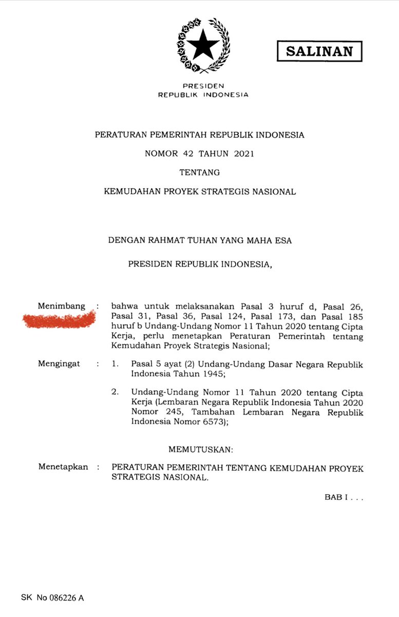1. Penambangan di Wadas untuk Bendungan Bener. 

2. Bendungan Bener masuk Daftar Proyek Strategis Nasional.

3. Daftar Proyek Strategis Nasional mengacu Peraturan Pemerintah.

4. Peraturan Pemerintah mengacu UU Cipta Kerja.

5. UU Cipta Kerja dinyatakan inkonstitusional oleh MK.