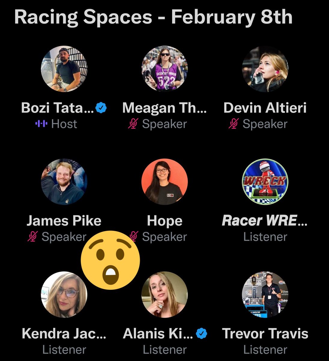 Racer_WRECK's tweet photo. O M G
This going to get
W I L D
Who put @KendraJJacobs and @alanisnking next to each other?
D A N G E R O U S
C O M B O
#TwitterSpaces
#RacingSpaces https://t.co/2R7QRRQisJ