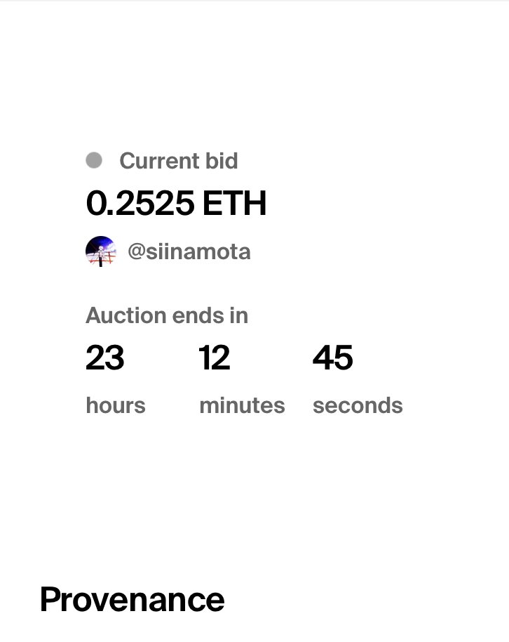 Omg!! auction has begin 
Thank you so much <a href="/Cryptopathic/">path.eth 🛡️</a>
for first bid!
I'm very excited.ヽ(*´0`)ﾉﾞ
23 hours left for the auction
foundation.app/@sayama/kks/1
∧🎊∧💕💗💓
(𖦹ʚ̴̶̷̆ﻌʚ̴̶̷̆𖦹)っ💗💓💕