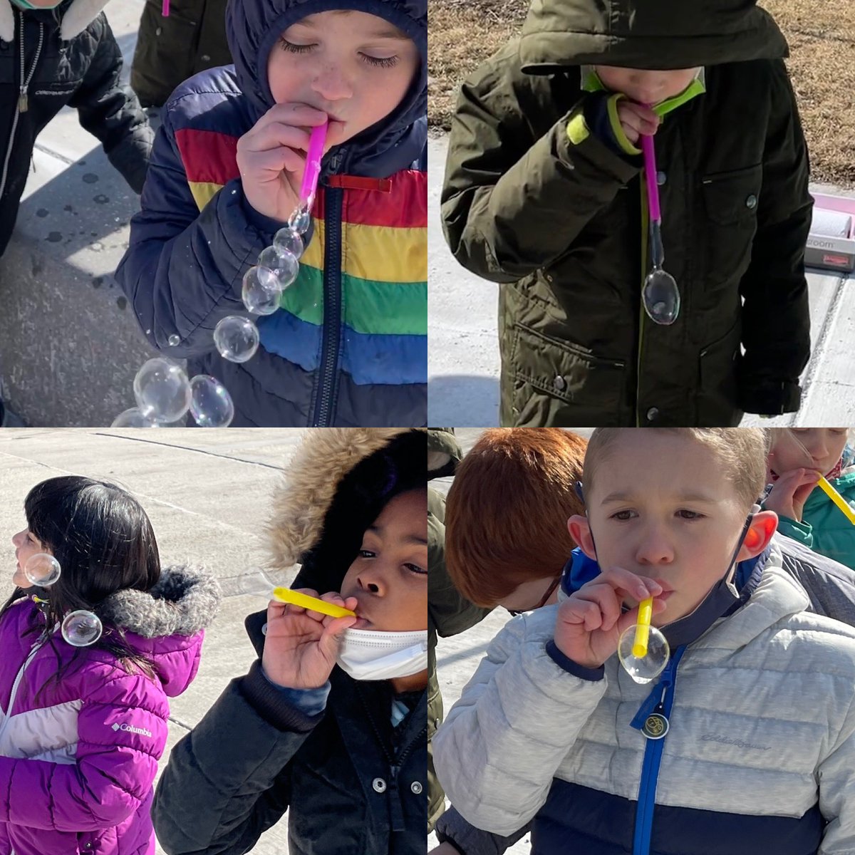 Somewhere over the rainbow…. Finally it was sunny enough to make our own rainbows using soapy water and sunlight! <a href="/TosaMcKinley/">McKinley Elementary</a> <a href="/tosaschools/">Wauwatosa Schools</a> #firstgrade #TosaProud