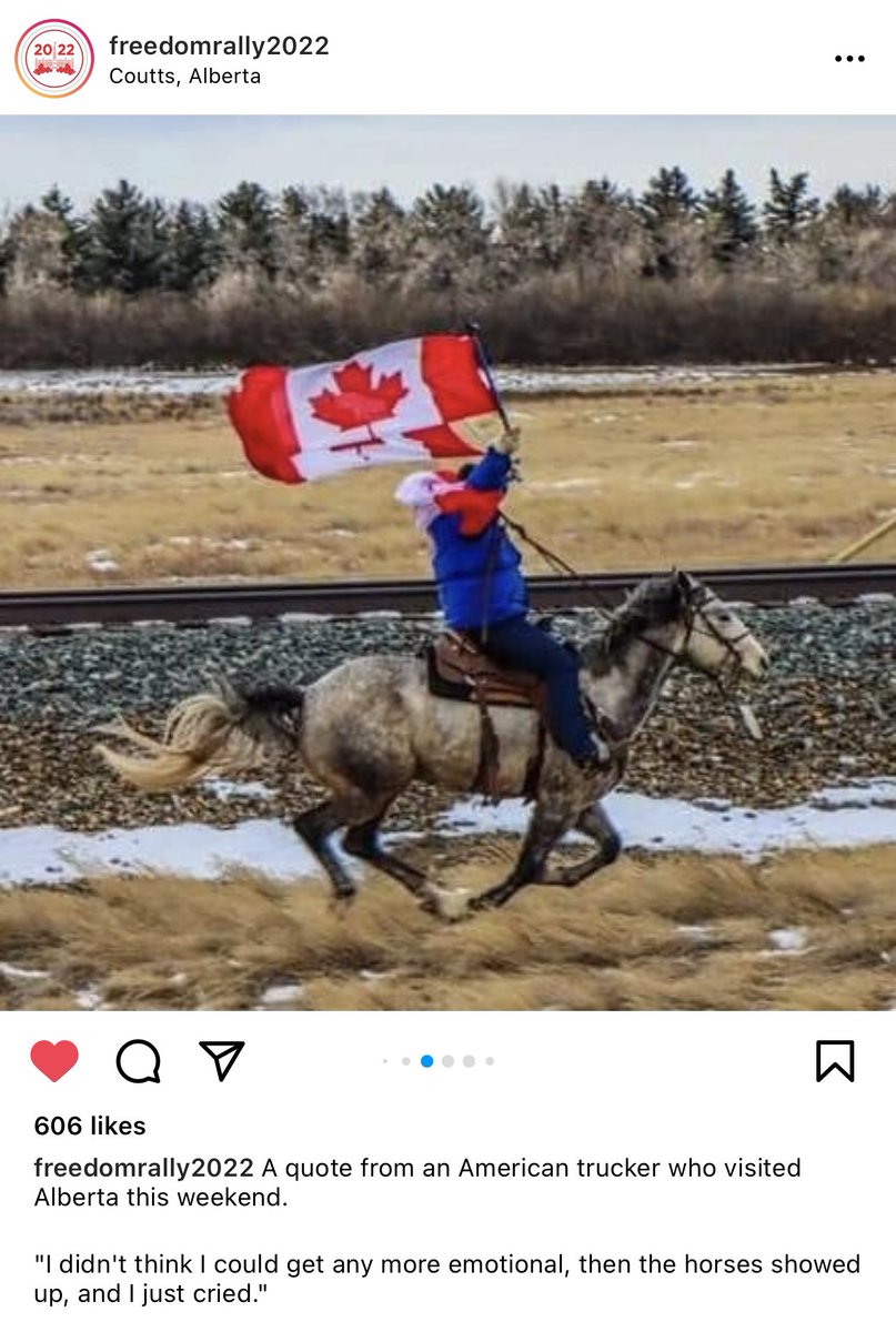 rebekah_cr38's tweet photo. @JustinTrudeau “O Canada, we stand on guard for thee!” #FreedomConvoy #freedomiscoming #beepbeep #HonkHonk #neighneigh https://t.co/l1Gz0MYV7G