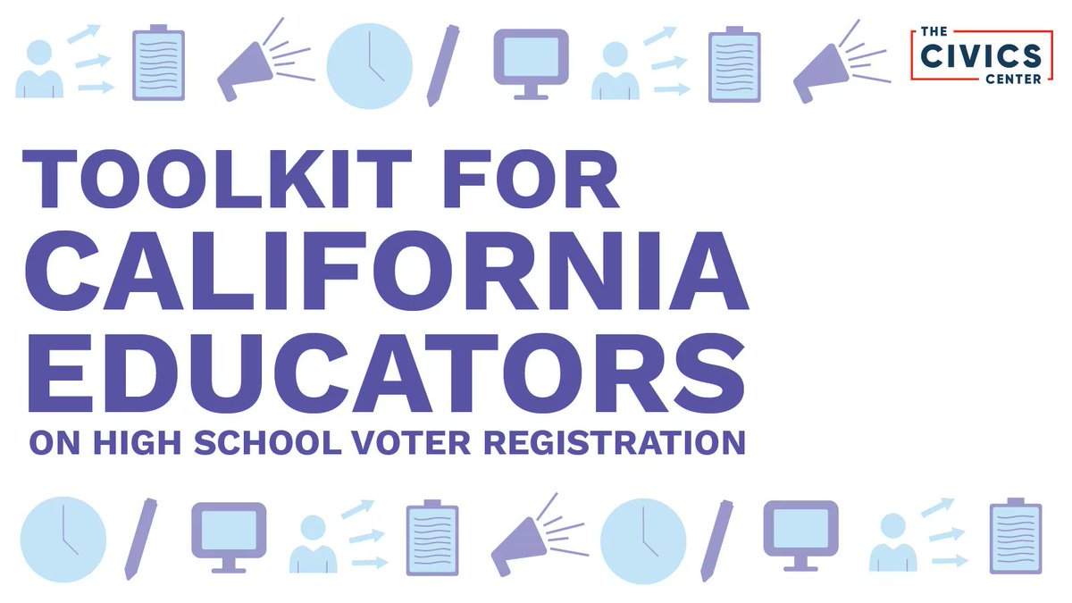 TheCivicsCenter's tweet photo. Big news! We just released our toolkit for CA educators on high school voter registration. Learn how to get more young people registered in your school! https://t.co/dcp7Vm4cw4 https://t.co/dIR4YLqBJ4