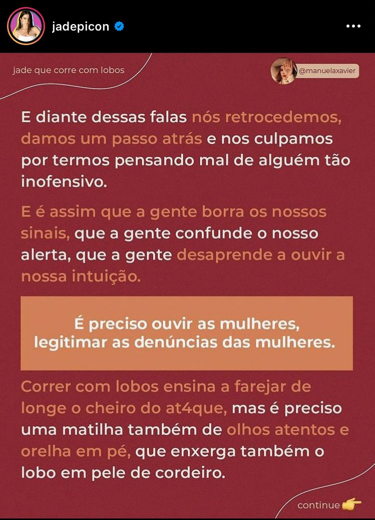 kannacita's tweet photo. A equipe da Jade tem alguma NOÇÃO do que eles estão fazendo???? Isso aqui é ABSURDO, literalmente meteram um “é preciso legitimar as denúncias das mulheres que ousam desafiar opressores” mano????? A equipe do Arthur deveria tomar providências contra isso. https://t.co/qeUVpJXnw9
