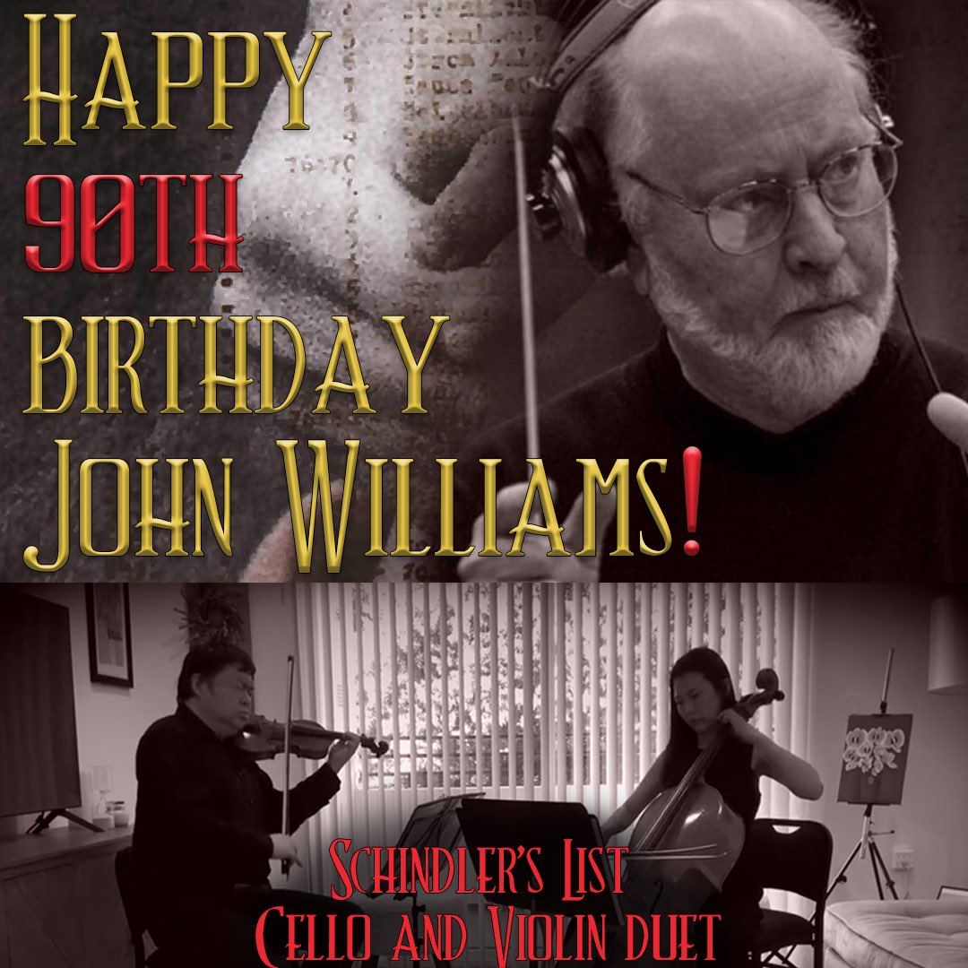 Sending our best birthdays wishes to John Williams!🎈🎉🎂  To celebrate one of his many iconic and unforgettable pieces here’s an 
arrangement from Schindler’s List.

A masterful and moving violin and cello duet by Yi-Huan and Beth Park🎻
#JohnWilliams90 

youtu.be/8UrHghlh4jc