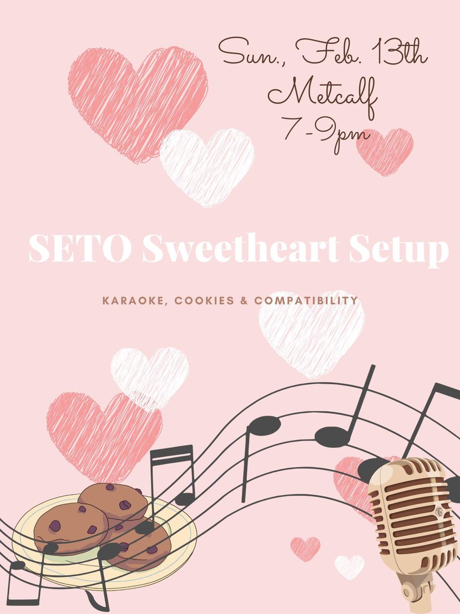 siueSETO's tweet photo. Come to the SETO Sweetheart Setup this Sunday to enjoy some Valentine’s Day fun! https://t.co/2brJHMHt1K
