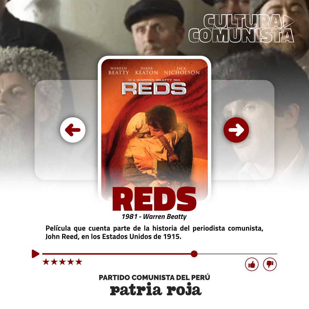 patriaroja's tweet photo. #CulturaComunista | Invitamos a ver la película "Reds" que trata de la biografía del periodista y comunista, John Reed, cuyas convicciones lo llevaron a Rusia durante la revolución de octubre de 1917,viaje que tiene como consecuencia la fundación del Partido Comunista en los EEUU https://t.co/V5iBhCP2LI
