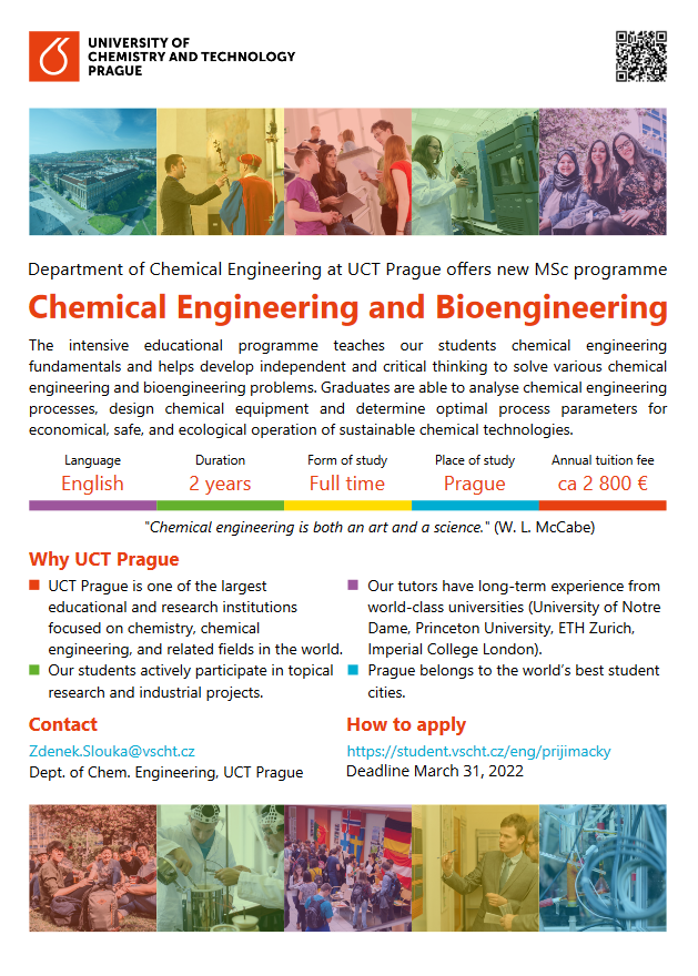 CejkovaJitka's tweet photo. Apply for "#ChemicalEngineering and #Bioengineering" #MScProgramme at our University of Chemistry and Technology Prague @VSCHT 🇨🇿
➡️Language: English
➡️Place of study: #Prague 
➡️Duration: 2 years
🗓️Application deadline: March 31, 2022
https://t.co/FRnUxalfo9
#studyInPrague https://t.co/jPv4G60ATq