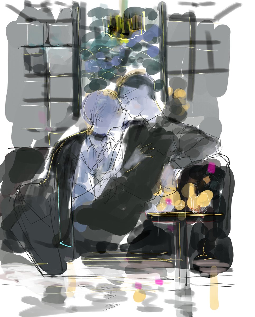 azumitsuna's tweet photo. Qpa展の絵、ラフならOKとのことだったのでラフだけ…こんな感じでした！ https://t.co/sByuouCh47