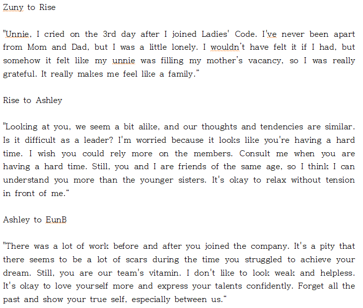 LC_Sinformation's tweet photo. 130315 Ladies' Code's MyDaily Interview(2)

https://t.co/DYoLO9qAqn

@LC__Ashley @LC__EunB @LC__Sojung @LC__zuny #LADIESCODE #레이디스코드 #ASHLEY #애슐리 #RISE #리세 #EUNB #은비 #SOJUNG #소정 #ZUNY #주니 https://t.co/GLRhzXPEdB