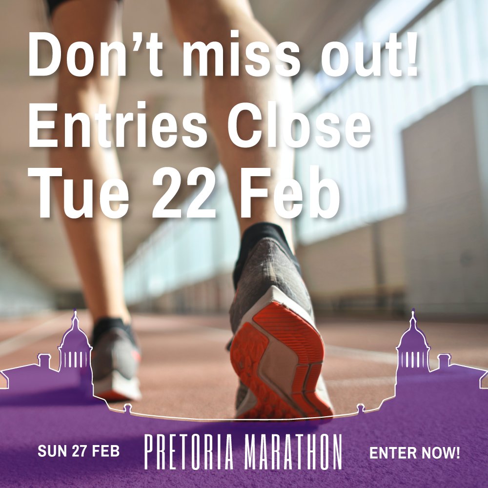 Pretoria Marathon (@pretoriamarath1) on Twitter photo Enter the Phobians PRETORIA MARATHON on Sunday 27 February 2022. Choose between 21km/42km.
Enter now: entryninja.com/events/77440-pβ¦
Maps and Race Information: pretoriamarathon.co.za
<a href="/CMIYC_Run/">Catch Me If You Can</a> <a href="/runningracesZA/">RunningRaces</a>
#PretoriaMarathon #Roadrunning #42km #21km #FetchYourbBody2022 Enter the Phobians PRETORIA MARATHON on Sunday 27 February 2022. Choose between 21km/42km.
Enter now: entryninja.com/events/77440-pβ¦
Maps and Race Information: pretoriamarathon.co.za
<a href="/CMIYC_Run/">Catch Me If You Can</a> <a href="/runningracesZA/">RunningRaces</a>
#PretoriaMarathon #Roadrunning #42km #21km #FetchYourbBody2022