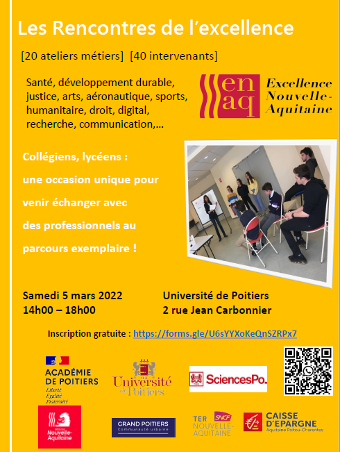 BndicteRobert's tweet photo. Les Rencontres de l'excellence reprennent, et c'est une #bonnenouvelle pour tous les lycéens de @acpoitiers qui vont pouvoir ainsi rencontrer des professionnels, se faire coacher et construire leur projet d'orientation post-bac.
Très heureuse d'être la #marraine de cette édition! https://t.co/sdpz7lR6q9