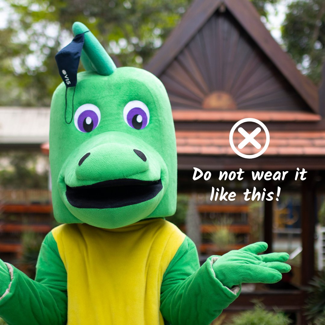 vislaos's tweet photo. Our Dragon made another special appearance today to demonstrate how to and how to not wear your mask 😷#HowToWearAMask #CovidProtocols #ProtectOurBubbles #VientianeInternationalSchool #VISLao #VISDragons https://t.co/zYITcm5dqB