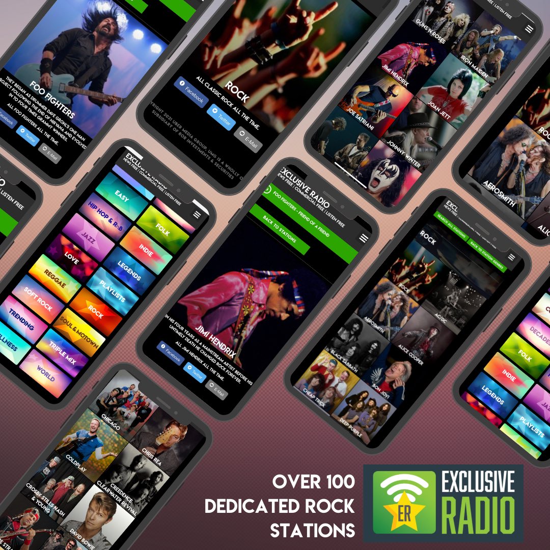 Over 100 Rock stations on Exclusive Radio. 
All the rock greats have their own station.
.
#rock #rockmusic #rock #music #rockmusicfans #rockmusiclover #rockmusicmemes #softrock #softrockmusic #foofighters #foofightersfan #jethrotull
