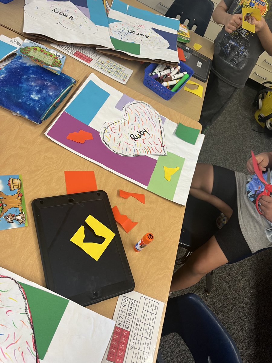 KMayfield_LHCSD's tweet photo. Channeling Matisse as we make card bags. Great conversations about geometric and organic shapes ⁦@BeesArbolita⁩ #lhcsd https://t.co/pldrG6RQJJ