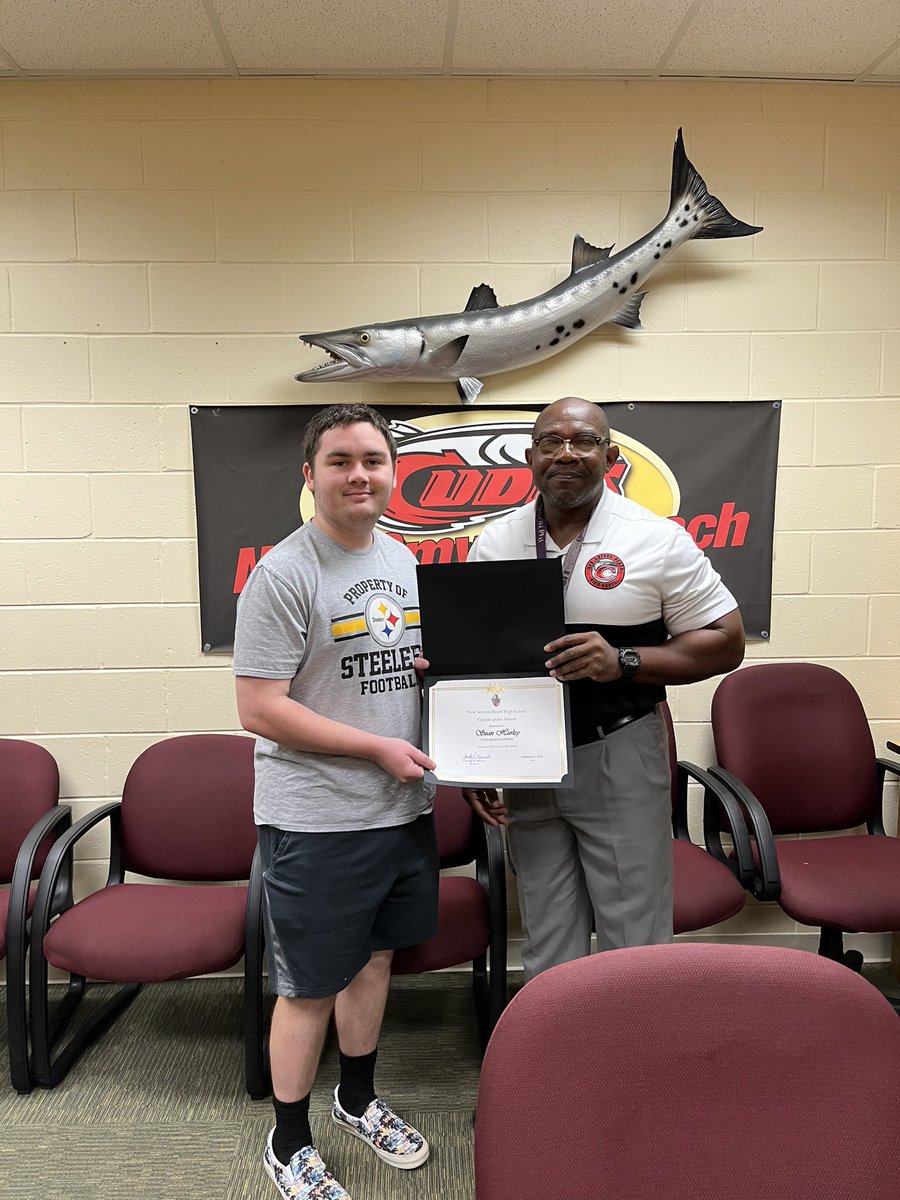 T2tuff's tweet photo. Congrats to NSBHS Sean Hurley on his selection of Citizen of the Month for January.  #CharacterCounts #BarracudaStrong #SteelersRule https://t.co/wTMDZjq7tO