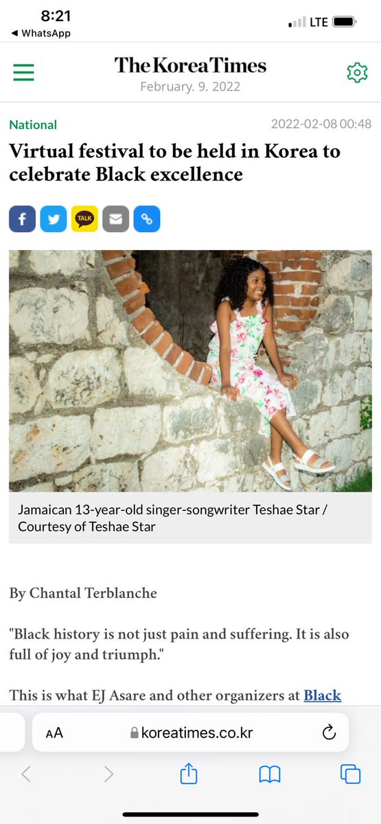 CEO_Qween's tweet photo. BLACK EXCELLENCE FESTIVAL 2022

FEATURING- TESHAE STAR 

The festival will be held on Sunday, February 13th from 4:00pm to 5:30pm (South Korea). It will be hosted on the Zoom platform and also on BLMK’s youtube channel.

#blm #blmk #blackhistorymonth #cemi #reggae #reggaemusic https://t.co/rVQrpam8x6