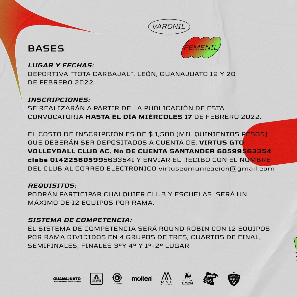 VirtusGtoLMV's tweet photo. #VirtusChallenge tienes hasta el miércoles 17 de febrero para inscribir a tu equipo! 🧑🏻🦰🧑🏻🦱👩🏽👱🏻♀️
Para más info e inscripción manda un 📧 a virtuscomunicacion@gmail.com
Los ganadores del 1er y 2do lugar serán parte de la #CopaVirtus2022 😻🏐
Tenemos un lugar PARA TI💥 https://t.co/37kQREpQ2f