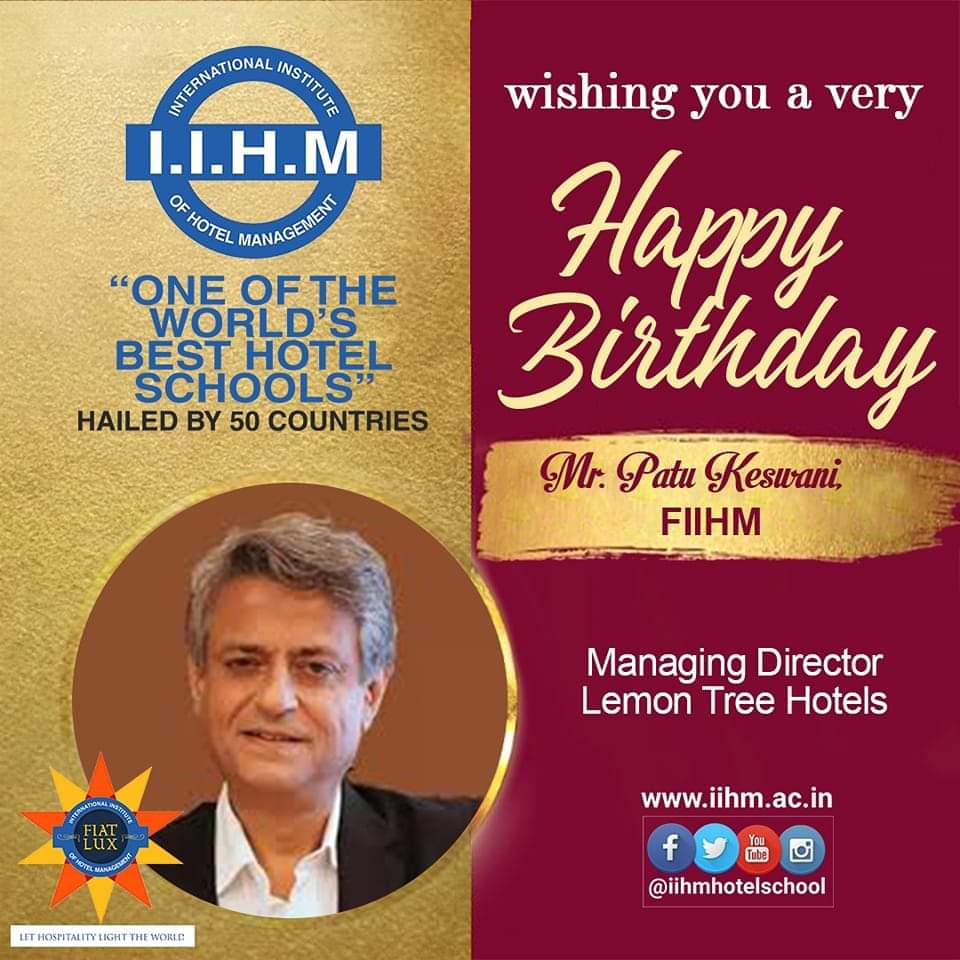 delhi_iihm's tweet photo. Wishing a very happy birthday to a dynamic hospitality leader Mr. Patu Keswani, Fellow of IIHM & Managing Director, @LemonTreeHotels. Best wishes for the day.
#birthday #iihmbest3yrs #iihmhotelschool #iihmdelhi #Chefsofiihm #Celebrations
#Hospitalityindustry #hotelmanagement https://t.co/mnJDBJxjLd