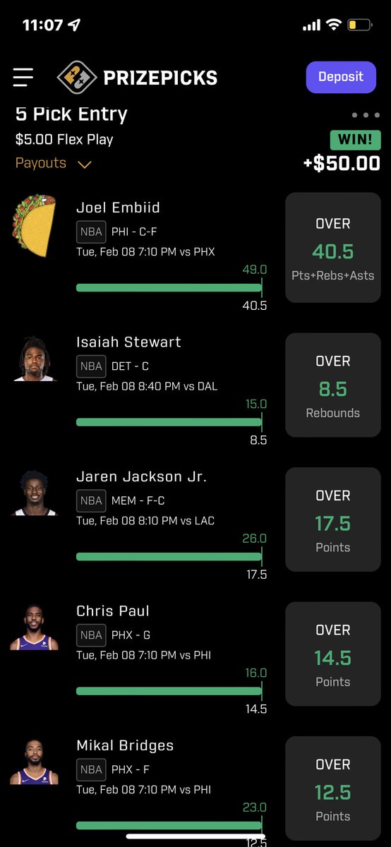 KingSnags's tweet photo. finally hit my 5/5 thanks to taco Tuesday🌮🔥 @PrizePicks https://t.co/gChJ756AVX