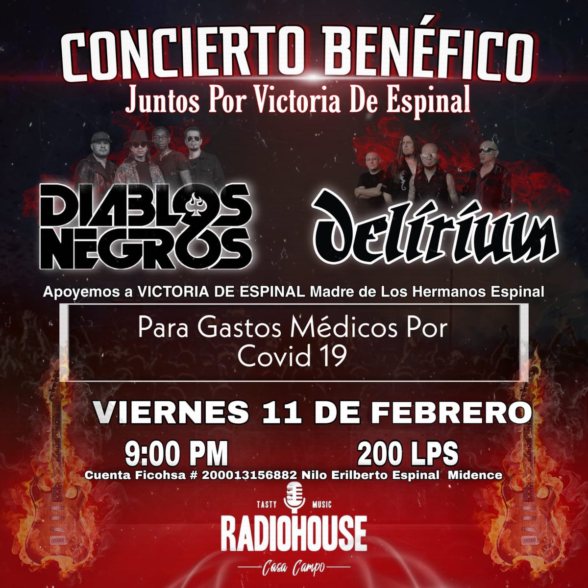 La familia es la familia! Por mi santa Madre Victoria de Espinal gracias a mis hermanos de @deliriumrockofficial y <a href="/diablosnegroshn/">Diablos Negros</a> también a todo el equipo técnico a @radiohousecasacampo y a @mario_zaldana por estar siempre allí les amo con el alma