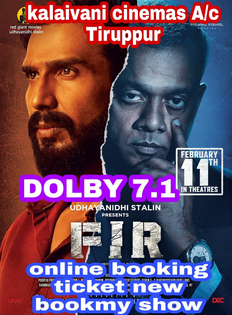 siddhu_viva's tweet photo. #FIR from Feb 11 ~ in @Kalaivanicinema #Tiruppur
📽 Booking opens soon
#FIRonFeb11 @TheVishnuVishal #manjimamohan #raizawilson #CineMinds https://t.co/5rJlw8HSJP