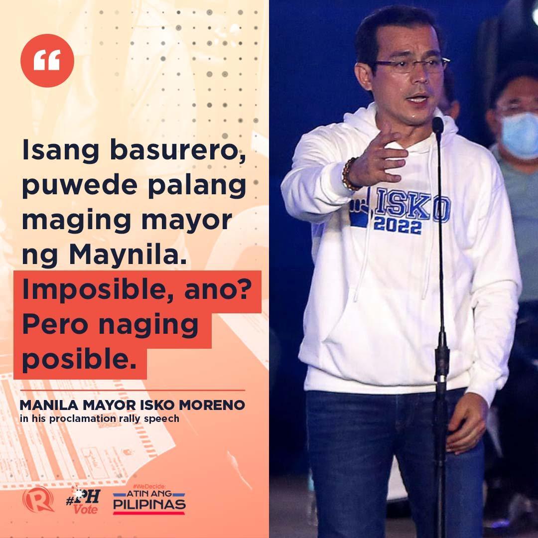rapplerdotcom's tweet photo. 'IMPOSIBLE? POSIBLE!'

This is how Manila Mayor Isko Moreno campaigns himself: a leader who makes the impossible possible, listens to experts, and promptly decides on solutions. What do you think of this? #PHVote #WeDecide 

https://t.co/Fwl5blPdKQ https://t.co/8Kn2cE2XRE