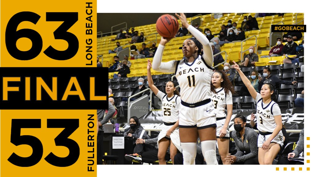 LBSUWBB's tweet photo. BE/\CH WIN!!

@beachwbb earns a 63-53 victory over Cal State Fullerton behind 22 points from Jasmine Hardy 

#GoBeach #EARNIT https://t.co/6gC4DtcT4d