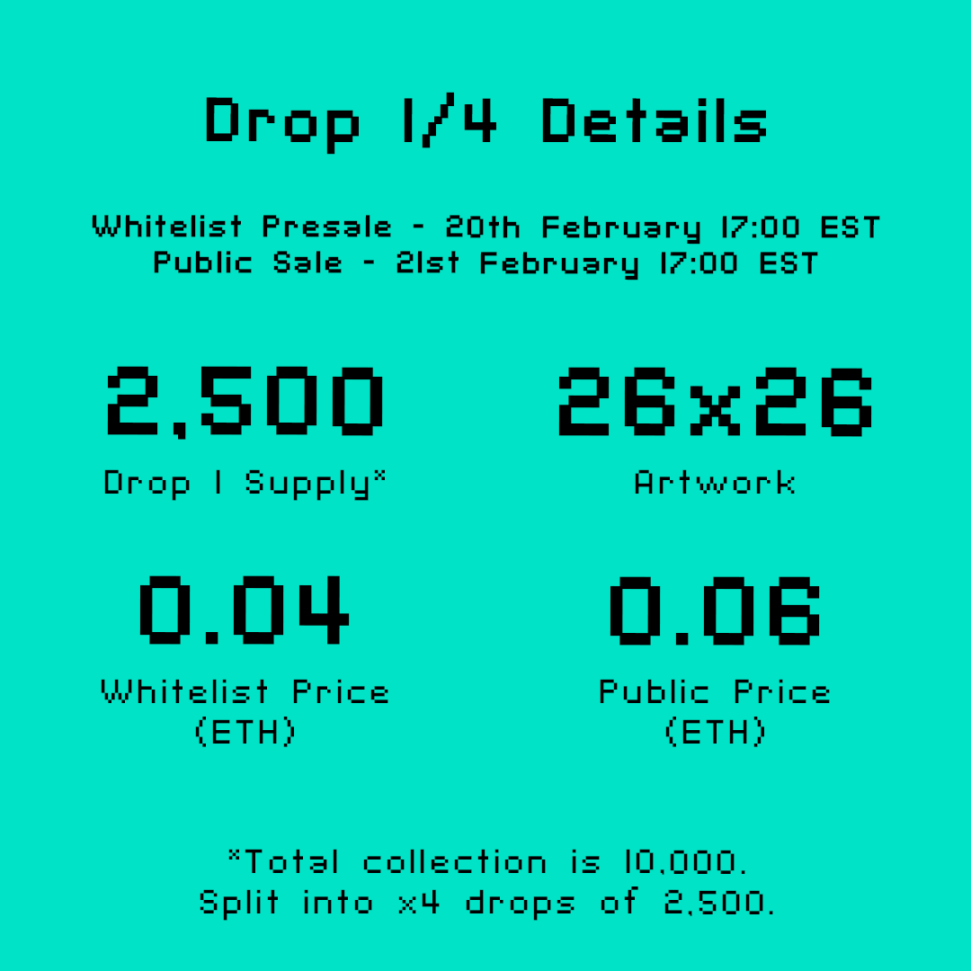 TiptoezNFT's tweet photo. Welcome newcomers 👋

You're in the right place and you're still early. ⏰

Drop 1 : 21st Feb 2022 - 17:00 EST.

WL 90% full 👀 

Come over on Discord to nab a last spot.

https://t.co/WBd4M5z6yY

#NFT #NFTDrop #NFTCommunity #NFTs #TiptoePunks https://t.co/HiqdcfeEnc