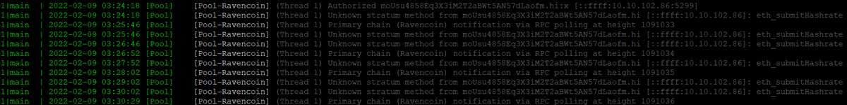 Hey <a href="/Blinkhash1/">Blinkhash</a>, Any reason your pool software would be reporting the error below when getting hashrate from a ravencoin mining client (t-rex in my case)? Seems like it fires on line 785 on pool.js in foundation-stratum, since there's no method for handling what t-rex is sending.