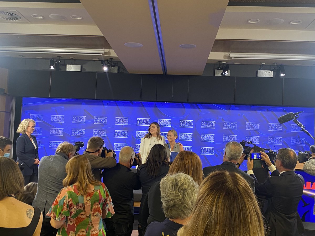 harejulie's tweet photo. Like a rock concert at the ⁦@PressClubAust⁩ today. ⁦@TamePunk⁩ ⁦@BrittHiggins_⁩ Standing ovations. Loud applause. Heady vibe. https://t.co/ohXQc8uZtM
