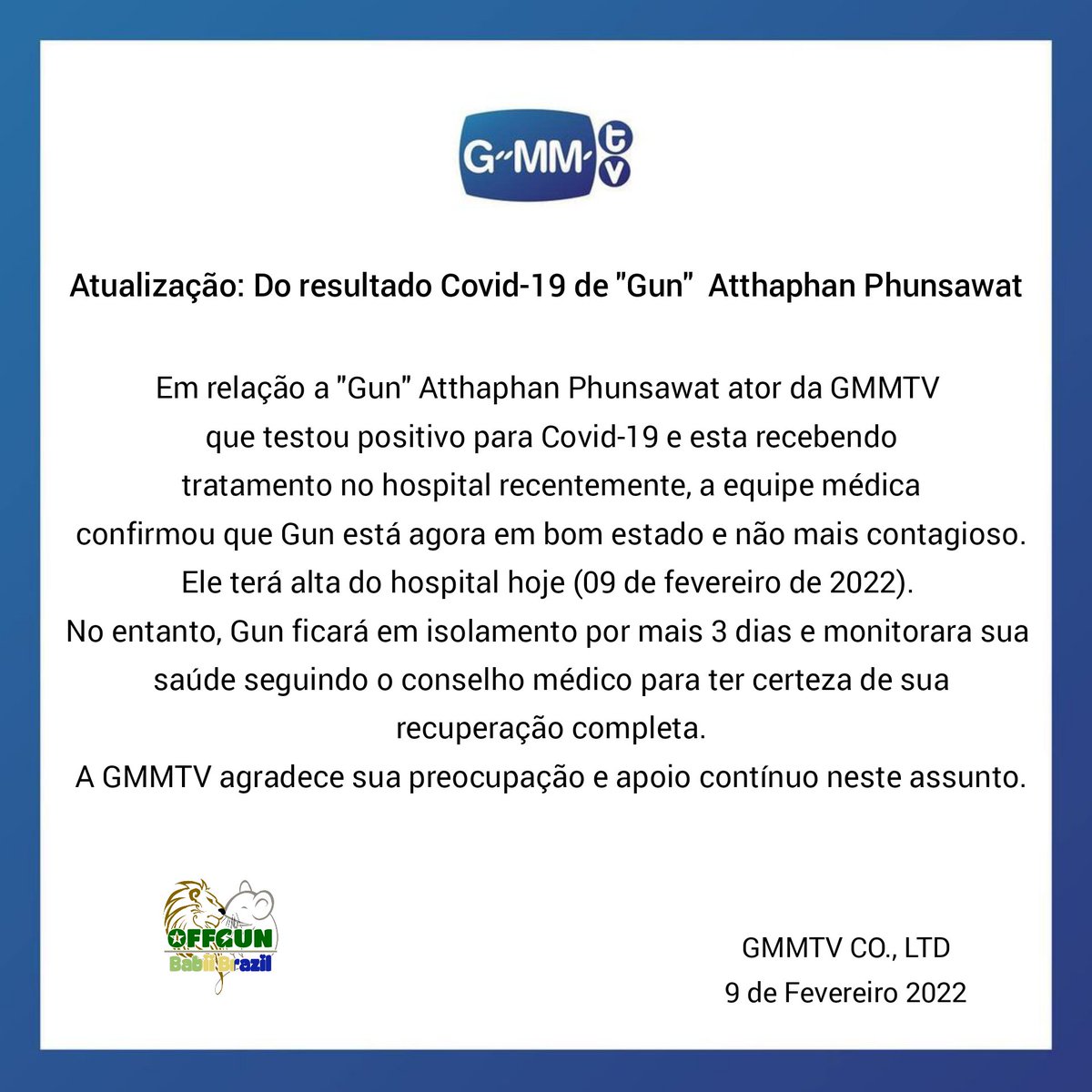babiibrazil's tweet photo. [09.02.22] Nosso baby Gun, vai sair hoje do hospital, para se cuidar em casa!! 🙌🏼💚

#GunAtthaphan #GetWellSoonATp 
#กันอรรถพันธ์ #ออฟกัน https://t.co/aVlNVQvQNf