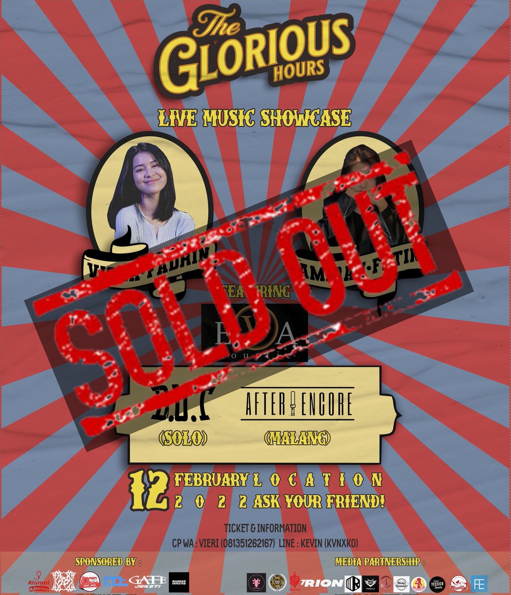 OUR 2ND PRESALE HAS BEEN SOLD OUT. WE ARE PLEASED WITH YOUR ENTHUSIASTIC ON THIS 2ND PRESALE.
THANK YOU AND SEE YOU ON THAT GLORIOUS DAY!!

LET'S MAKE YOUR HOURS BE GLORIOUS!!