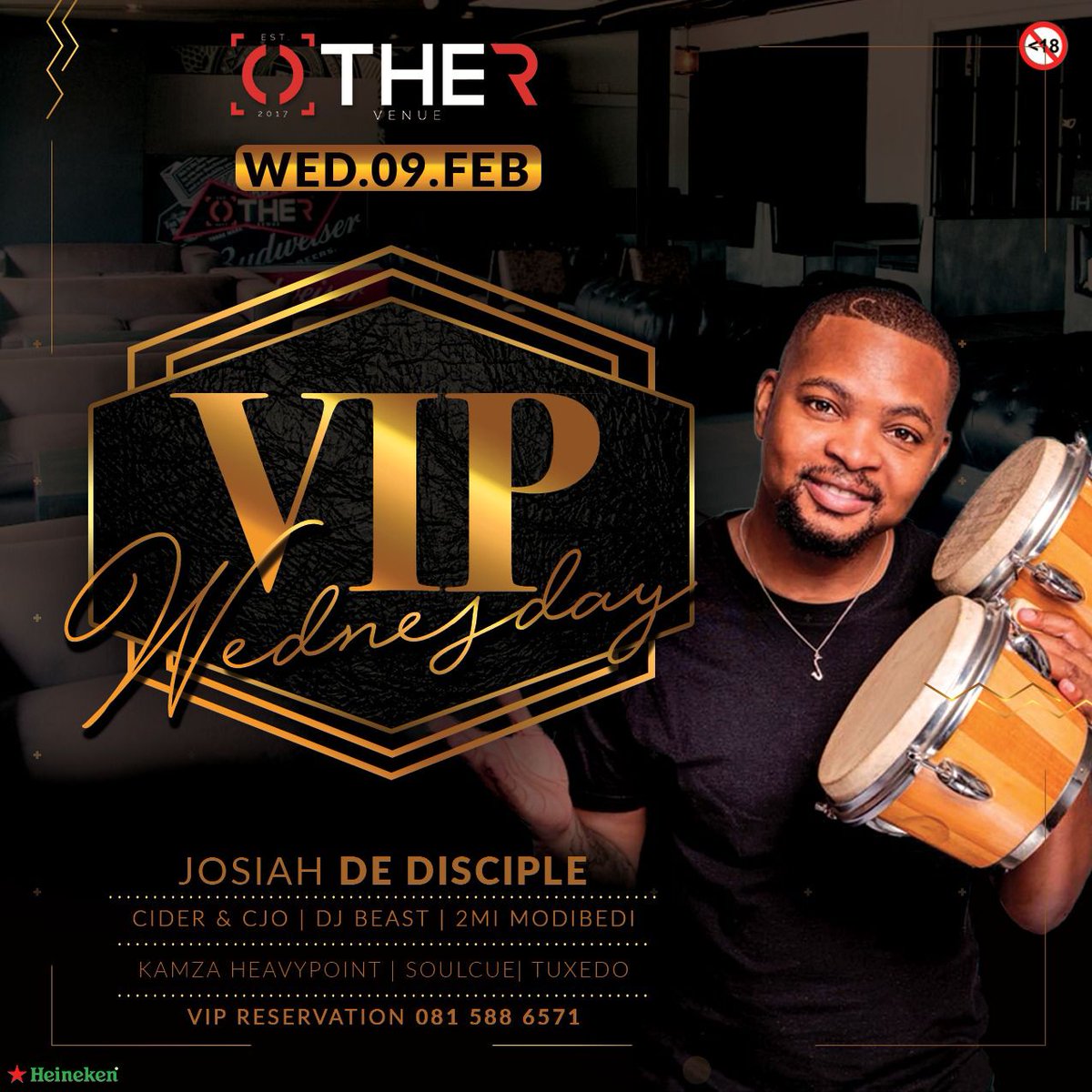 DjTuxedoSA's tweet photo. Tonight we out at @TheOtherVenue with @JosiaAlexTheKid! FREE Entry
#VIPWednesdays 🔥🔥🔥 https://t.co/vhvQRcGev9