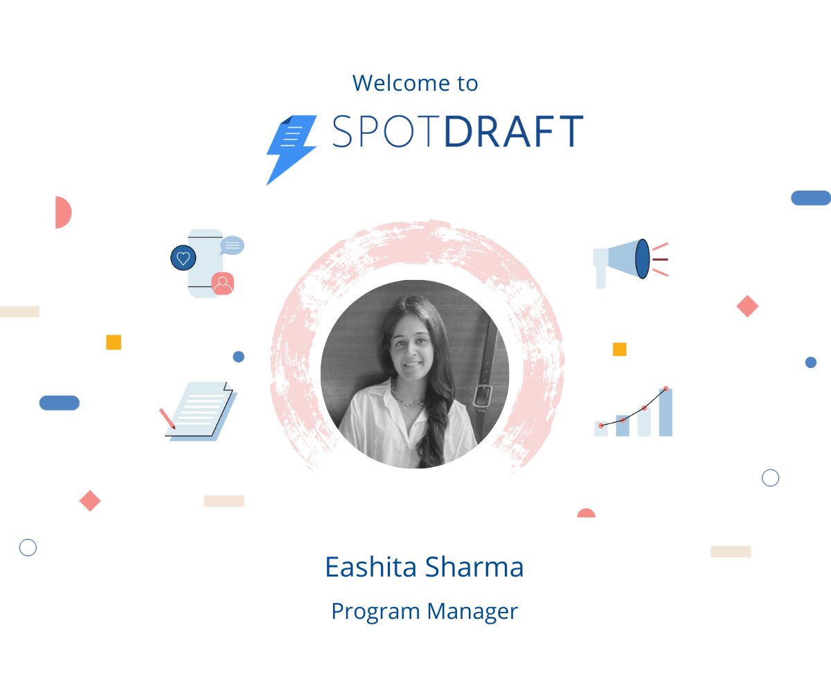 spotdraftHQ's tweet photo. Our Marketing team adds yet another name to their roll call as we have Eashita Sharma coming aboard as Program Manager.

Welcome back to SpotDraft, Eashita! 

We’re excited to have you here!

#spotdraft #Marketing #legaltech #newhire #onboarding https://t.co/1PpCtoOM9D