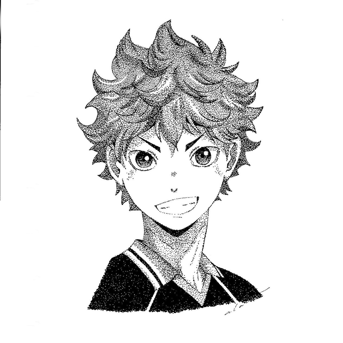 aLisaviLLe's tweet photo. HAIKYUU !! #haikyu #haikyuu #hinatashoyo #art #pointilis #pointillism #illustrator #blackandwhite https://t.co/Et5fMX4Jyo