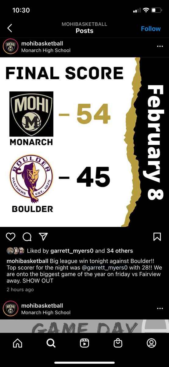 shii.. 👀 <a href="/garrett0435/">Garrett Myers</a> 28 and 9 rebs!!💯🏀😤