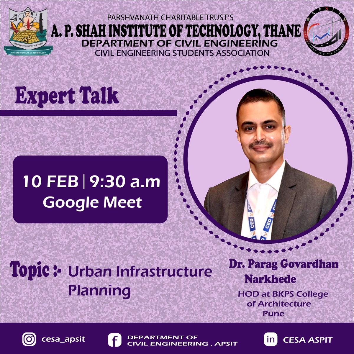 CesaApsit's tweet photo. CESA is organizing  a expert lecture on URBAN INFRASTRUCTURE PLANNING  on 10/02/2022 from 9:30 am onwards. 

Platform - Google meet ( https://t.co/TgfRF1Hv3Q )
 
#civilengineering #engineering #construction #civil #architecture #civilengineer #engineer #building #design #concrete https://t.co/7VmWa1iokY