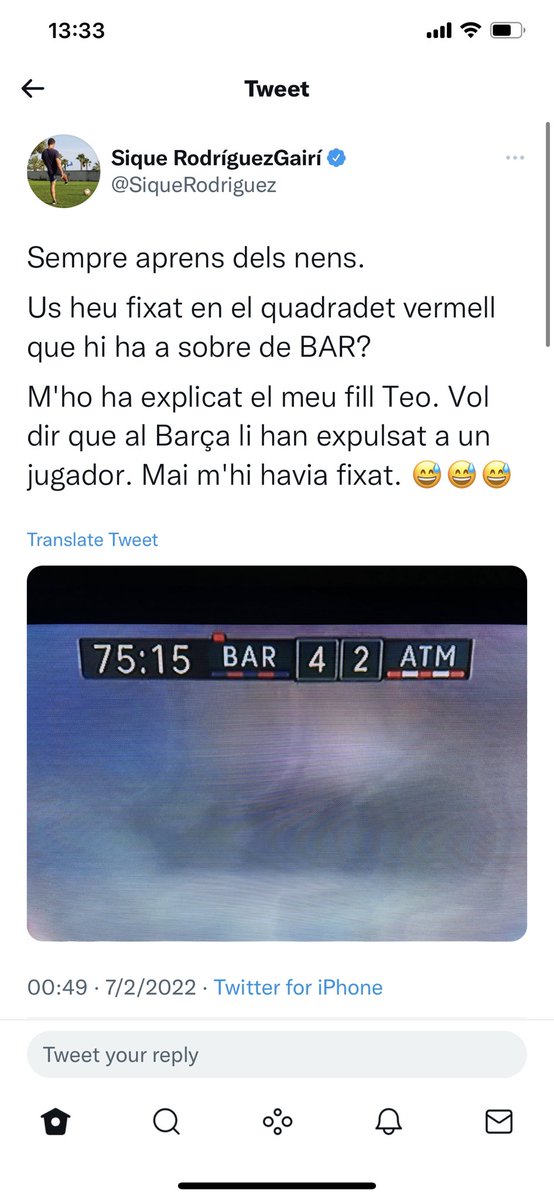 ManuRL9's tweet photo. @YihadAtletica Qué te vas a esperar de un periodista que no sabía que el cuadrado rojo encima de los equipos significa que le han expulsado a un jugador suyo🙃 https://t.co/tAr8SYip8C