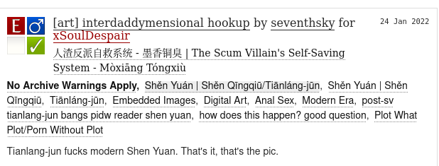 sevemth's tweet photo. creator reveals time for @MXTXRarepairEx !
i drew this tianlang-jun / modern shen yuan pwp :3
sadly i could only fit one face in a sfw crop
full image at ao3 here:
https://t.co/gcieFWQbaI https://t.co/vLXCTMSPw5