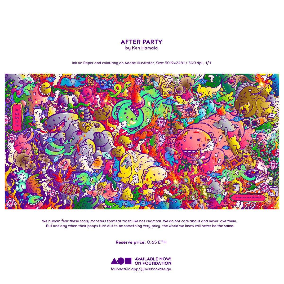 nokhookdesign's tweet photo. After party, We human fear these scary monsters that eat trash like hot charcoal. We do not care about and never love them.
Did you know about this party? 
pls see more on @withFND 

🔗https://t.co/sKEmJc1KR7

#NFTs #NFTCommunity #NHDstudio https://t.co/VwFpLjT4Gz