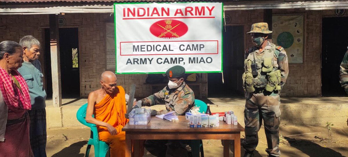 MyGovArunachal's tweet photo. To provide much needed medical aid to the locals, a medical camp was organised by the #Lekhapani & #Rupai battalions of @Spearcorps at Miao, Changlang district, where around 230 locals benefitted at the camp. https://t.co/eCT6VSOwNs