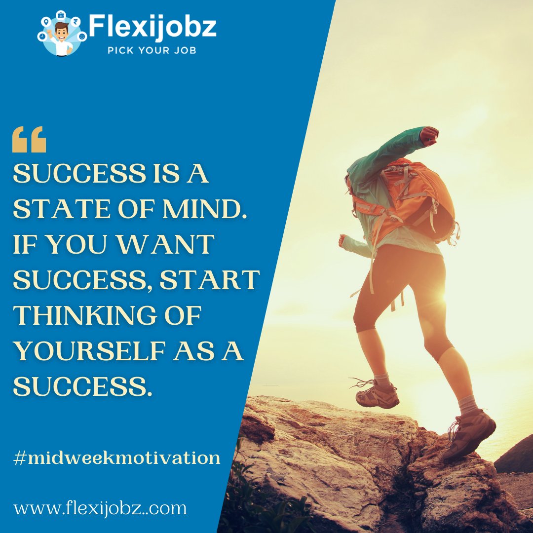 flexijobz's tweet photo. Today, having a success mindset is important. It allows you flexibility to see the different possibilities and steps needed to get the job done. Individuals with a success mindset always seem to figure out how to make things happen.

https://t.co/HRsB0IlkKe

#Flexijobz  #success https://t.co/YE0l0YrygM