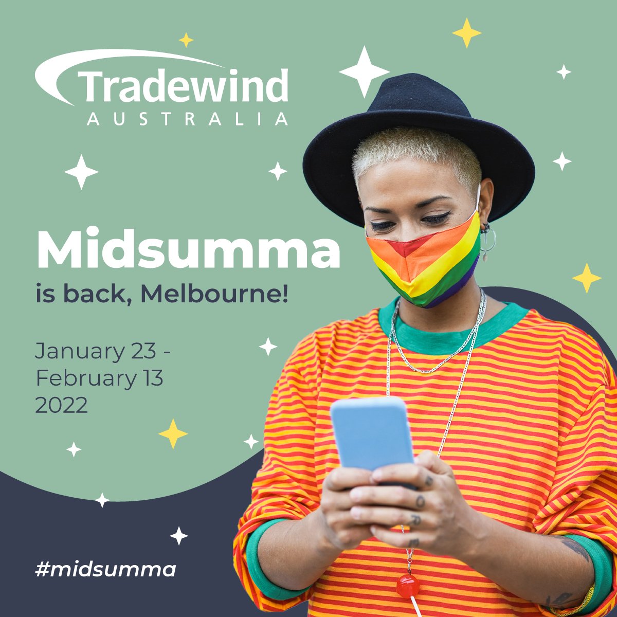 #Midsumma is in it's final week! Don't miss Australia's premier queer arts and cultural organisation, bringing together a diverse mix of LGBTQIA+ artists, performers and communities.

See you there! 🏳️‍🌈
midsumma.org.au/about/about-mi…

#Midsumma2022 #Ally #TradewindAustralia